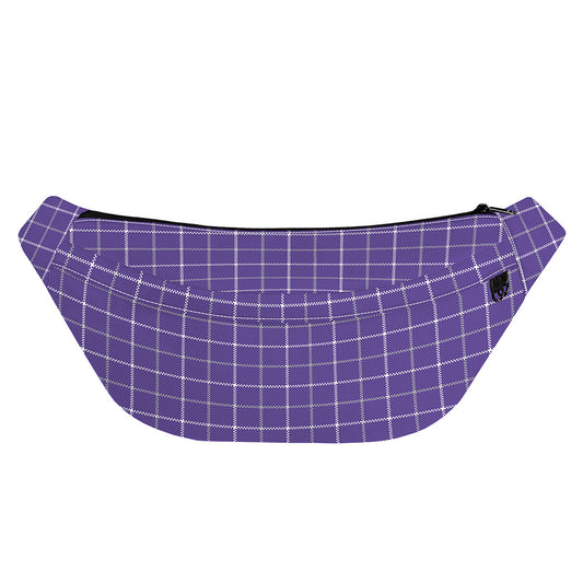Purple Grey And White Tattersall Print Fanny Pack