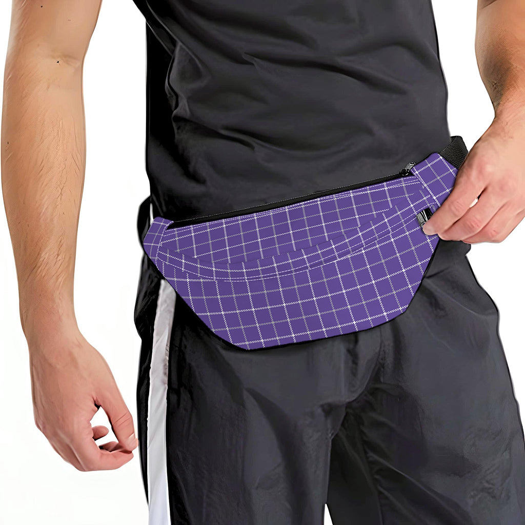 Purple Grey And White Tattersall Print Fanny Pack