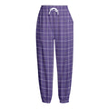 Purple Grey And White Tattersall Print Fleece Lined Knit Pants