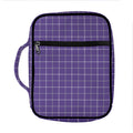 Purple Grey And White Tattersall Print Front Pocket Bible Bag