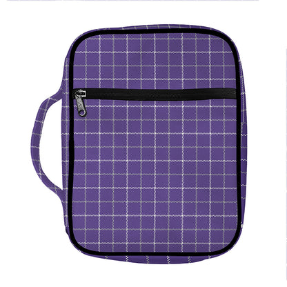 Purple Grey And White Tattersall Print Front Pocket Bible Bag