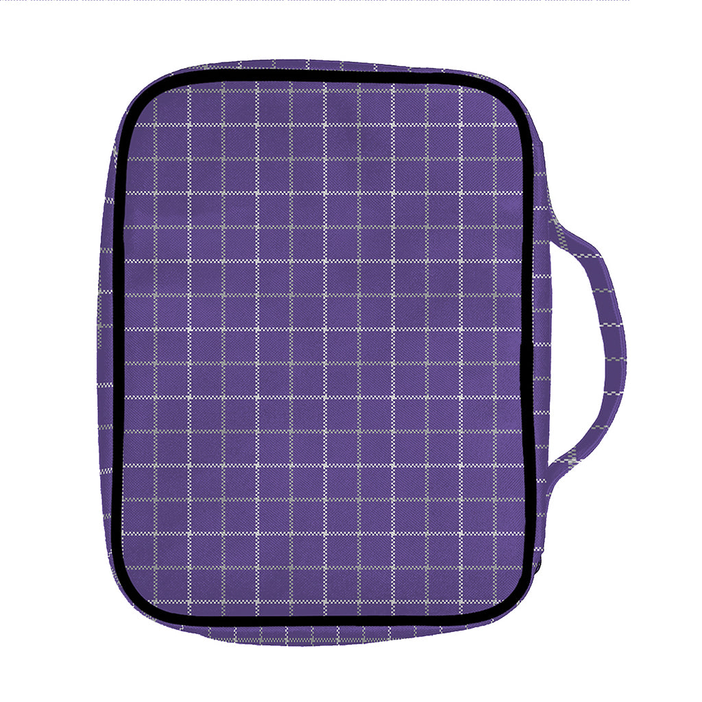 Purple Grey And White Tattersall Print Front Pocket Bible Bag