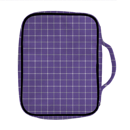 Purple Grey And White Tattersall Print Front Pocket Bible Bag