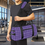 Purple Grey And White Tattersall Print Gym Bag