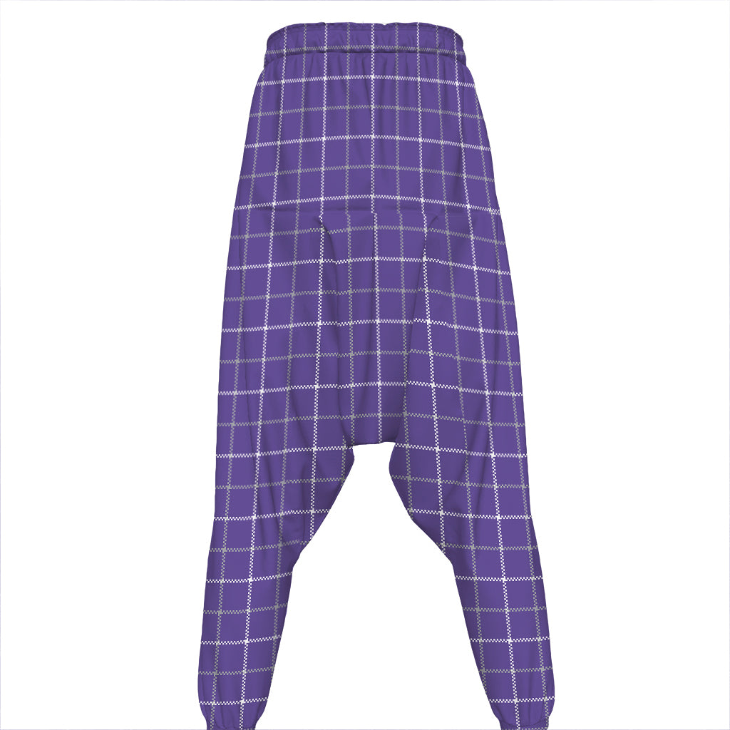Purple Grey And White Tattersall Print Hammer Pants