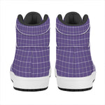Purple Grey And White Tattersall Print High Top Leather Sneakers