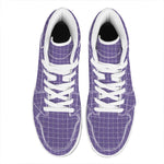 Purple Grey And White Tattersall Print High Top Leather Sneakers