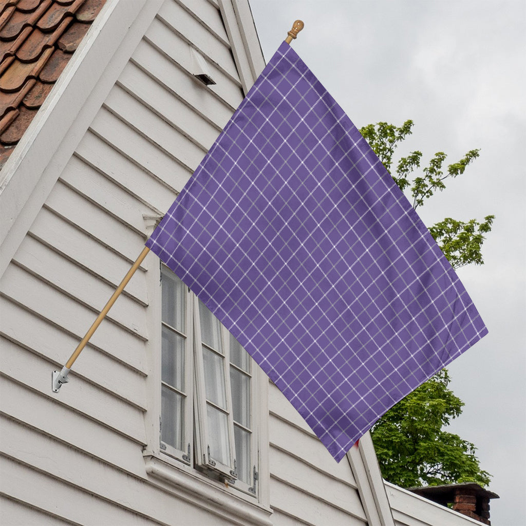 Purple Grey And White Tattersall Print House Flag