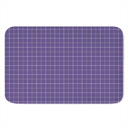 Purple Grey And White Tattersall Print Indoor Door Mat