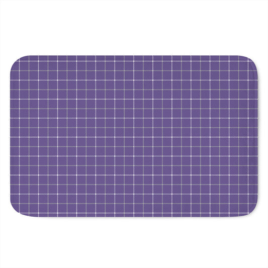 Purple Grey And White Tattersall Print Indoor Door Mat
