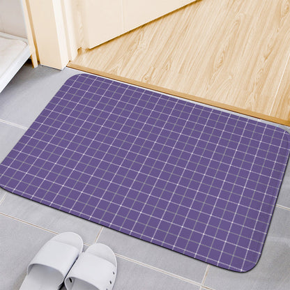 Purple Grey And White Tattersall Print Indoor Door Mat