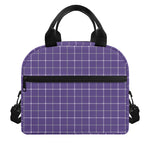 Purple Grey And White Tattersall Print Insulated Lunch Bag
