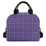 Purple Grey And White Tattersall Print Insulated Lunch Bag