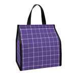 Purple Grey And White Tattersall Print Insulated Lunch Tote