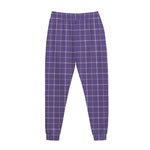Purple Grey And White Tattersall Print Jogger Pants
