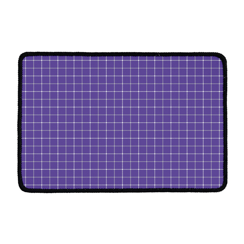 Purple Grey And White Tattersall Print Kitchen Mat