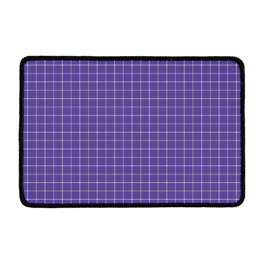 Purple Grey And White Tattersall Print Kitchen Mat