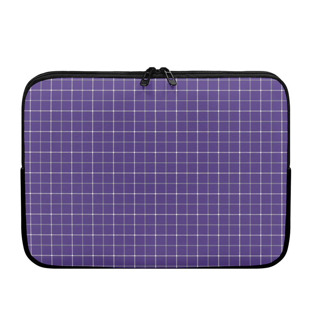 Purple Grey And White Tattersall Print Laptop Sleeve