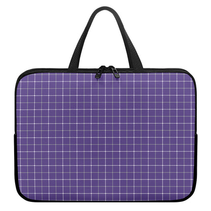 Purple Grey And White Tattersall Print Laptop Sleeve With Handle