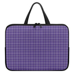 Purple Grey And White Tattersall Print Laptop Sleeve With Handle