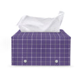 Purple Grey And White Tattersall Print Leather Tissue Box Cover
