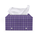 Purple Grey And White Tattersall Print Leather Tissue Box Cover