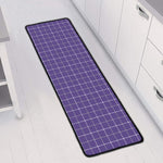 Purple Grey And White Tattersall Print Long Kitchen Mat
