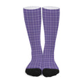 Purple Grey And White Tattersall Print Long Socks
