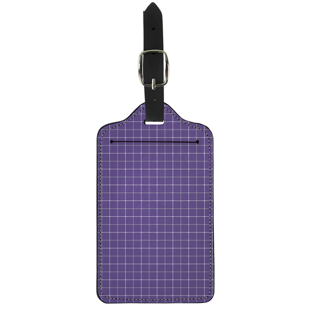 Purple Grey And White Tattersall Print Luggage Tag