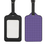 Purple Grey And White Tattersall Print Luggage Tag