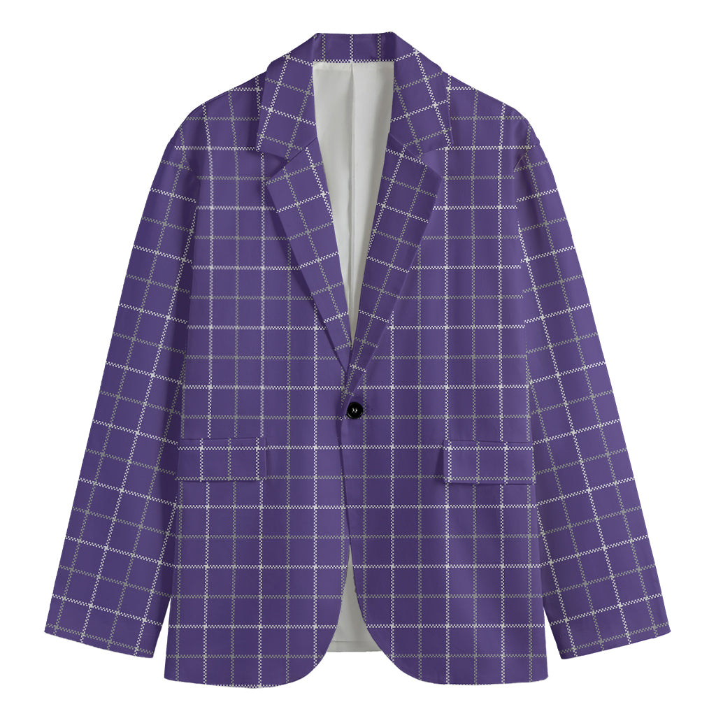 Purple Grey And White Tattersall Print Men's Blazer