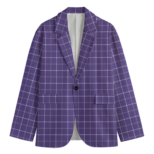 Purple Grey And White Tattersall Print Men's Blazer