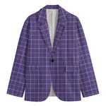 Purple Grey And White Tattersall Print Men's Blazer