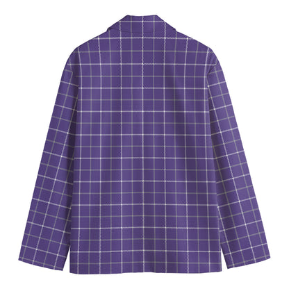 Purple Grey And White Tattersall Print Men's Blazer
