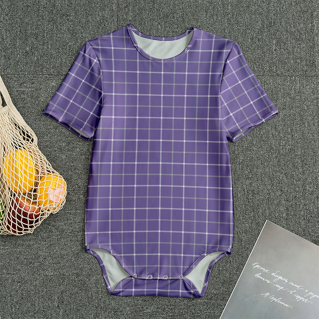 Purple Grey And White Tattersall Print Men's Bodysuit