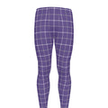Purple Grey And White Tattersall Print Men's Leggings