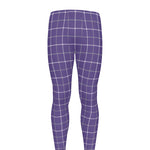 Purple Grey And White Tattersall Print Men's leggings