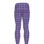 Purple Grey And White Tattersall Print Men's leggings