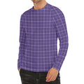 Purple Grey And White Tattersall Print Men's Long Sleeve Rash Guard