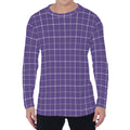 Purple Grey And White Tattersall Print Men's Long Sleeve T-Shirt