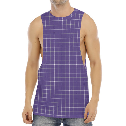 Purple Grey And White Tattersall Print Men's Muscle Tank Top