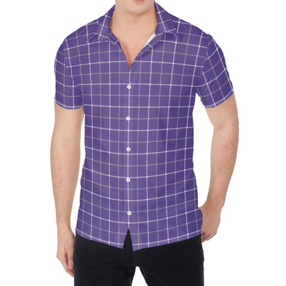 Purple Grey And White Tattersall Print Men's Shirt