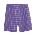 Purple Grey And White Tattersall Print Men's Sports Shorts