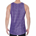Purple Grey And White Tattersall Print Men's Velvet Tank Top