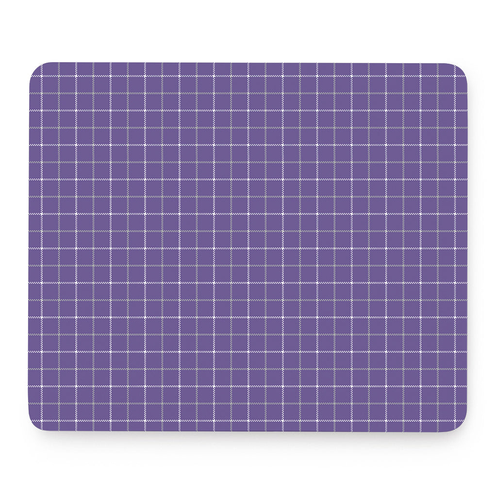 Purple Grey And White Tattersall Print Mouse Pad