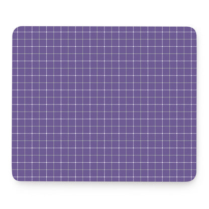 Purple Grey And White Tattersall Print Mouse Pad