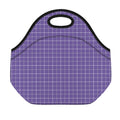 Purple Grey And White Tattersall Print Neoprene Lunch Bag