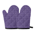 Purple Grey And White Tattersall Print Oven Mitts