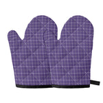 Purple Grey And White Tattersall Print Oven Mitts