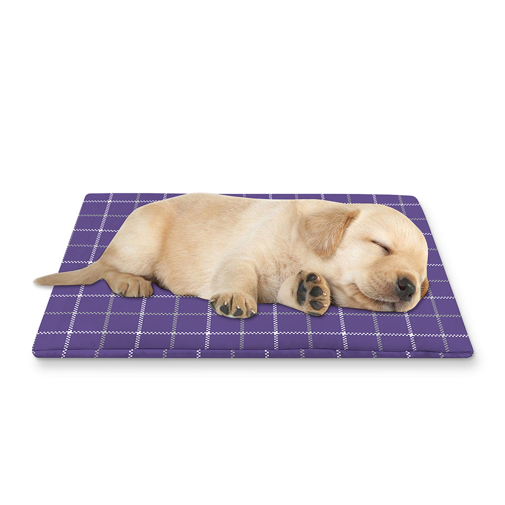 Purple Grey And White Tattersall Print Pet Cooling Mat Cover